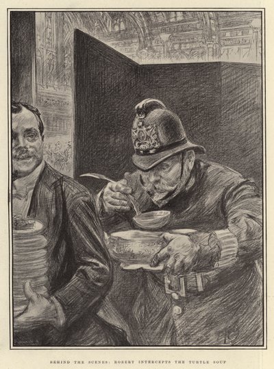 Dans les coulisses, Robert intercepte la soupe de tortue - Charles Paul Renouard
